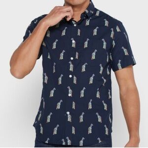 Banana Republic | Luxe Poplin Navy Giraffe Print Button Down Shirt